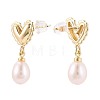 Brass Natural Pearl Dangle Stud Earrings PEAR-N017-07J-2