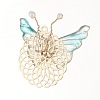 Handmade Glitter Powder Glass Wire Wrapped Pendants PALLOY-JF00458-3