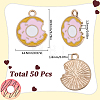 50Pcs Light Gold Plated Alloy Enamel Pendants ENAM-SC0004-84-2