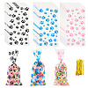 60Pcs 3 Colors Rectangle OPP Cellophane Paw Print Printed Candy Storage Bags ABAG-TA0001-74-1