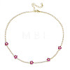 Cubic Zirconia Classic Tennis Necklace with Flower Links NJEW-N048-01E-1
