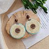 Bohemian Wood & Rattan Wood Woven Dangle Earrings WG8783F-04-1