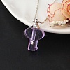 Medium Purple Glass Perfume Bottle Pendant Necklaces PW-WGF3857-11-1