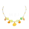 Ocean Brass Enamel Starfish Shell Shape Pendant Round ABS Imitation Pearl Beaded Necklaces KK-CBA4547-04A-G-6