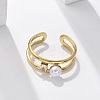 304 Stainless Steel Cubic Zirconia Cuff Rings for Women RJEW-D302-02G-03-5