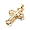 Brass Micro Pave Cubic Zirconia Shell Pendants KK-D328-26G-A-2