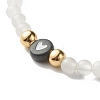 Natural White Jade Round Beads Stretch Bracelet Set BJEW-JB07000-4