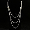 Iron Metallic layered Chain Tassel Long Necklaces with Double Clasp Decor IV6162-2-3