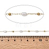 Handmade 304 Stainless Steel ABS Plastic Pearl Beaded Oval Link Chains CHS-L032-01G-01-2