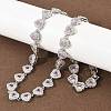 Brass Pave Pink Cubic Zirconia Heart Tennis Necklaces KK-CBA4547-17B-P-2