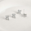 Brass Micro Pave Cubic Zirconia Stud Earring Findings KK-Z094-07P-1