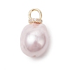 Electroplated Glass Imitation Pearl Pendants PALLOY-JF05266-02-1