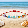 Synthetic Turquoise Heart & Glass Evil Eye Link Bracelets IQ8070-2