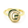 Mixed Color Enamel Initial Letter Adjustable Ring with Clear Cubic Zirconia RJEW-P045-01G-G-2