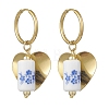 Column with Heart 316 & 202 Stainless Steel Hoop Earrings EJEW-JE06736-01-3