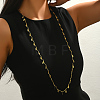 Brass Leaf Fringe Wave Bar Link Chain Long Necklaces for Women XF0394-1-1