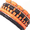 6Pcs 6 Styles Halloween Handmade Polymer Clay Beaded Stretch Bracelets Sets BJEW-TA00490-5