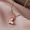 Vintage 304 Stainless Steel Enamel Butterfly Pendant Necklaces for Women YX3254-2
