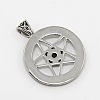 Vintage Men's 304 Stainless Steel Ring with Pentagram Star Pendants X-STAS-O044-25A-2