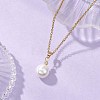 Shell Pearl White Round Pendant 304 Stainless Steel Cable Chain Necklaces for Women NJEW-JN05760-02-1