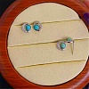 Synthetic Turquoise Dangle Stud Earrings EJEW-C178-01B-2