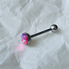 Gradient Color Flat Round Scale Stainless Steel Enamel Straight Barbell 15 Gauge Piercing Tongue Rings for Women Men WGF798A-07-1