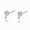 Brass Micro Clear Cubic Zirconia Stud Earring Findings KK-R132-066P-NF-1