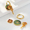 Dragon & Flat Round & Flower Brass Enamel Hoop Earrings FS-WGDA516-01-3