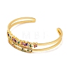 Brass Pave Colorful Cubic Zirconia 2-Strand Open Cuff Bangles for Women BJEW-S147-34G-B-2