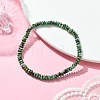 Natural African Turquoise(Jasper) Flat Round Beaded Stretch Bracelets for Women BJEW-JB09717-08-2
