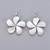 Natural White Shell Mother of Pearl Shell Pendants SSHEL-L008-64B-2