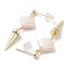 Natural Pearl Dangle Stud Earrings EJEW-P256-40G-2