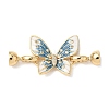 Butterfly Brass Micro Pave Clear Cubic Zirconia Fold Over Clasps KK-U059-44G-1
