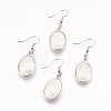 Natural White Shell Dangle Earrings EJEW-F162-B04-1