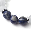 10mm Round Natural Lapis Lazuli & Cat Eye Stretch Beaded Bracelets for Women BJEW-JB10368-3