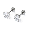 304 Stainless Steel Crystal Rhinestone Ear False Plugs STAS-C089-04D-P-1