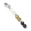 Faceted Round Natural Quartz Crystal & Labradorite & Black Spinel Beaded Pendants PALLOY-JF03529-08-2