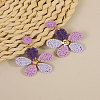 Bohemian Style Flower Alloy Raffia Dangle Stud Earrings FS-WGE633D-02-1
