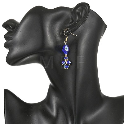 Evil Eye Handmade Lampwork Dangle Earrings EJEW-JE07416-1