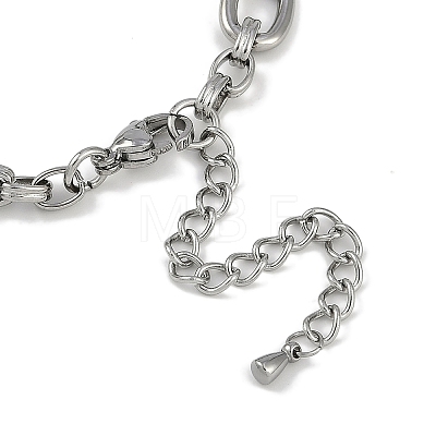 Anti-Tarnish 304 Stainless Steel Oval Link Chain Anklets AJEW-A057-05P-1