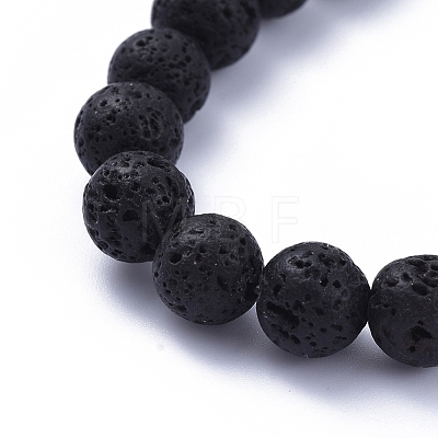 Natural Lava Rock Round Beads Stretch Bracelets BJEW-JB05118-05-1