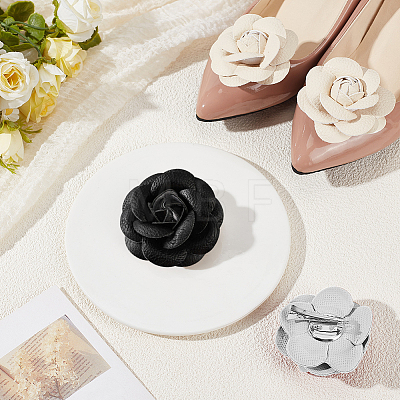 4Pcs 2 Colors Imitation Leather Shoe Buckle Clips with Iron Clip FIND-CL0001-94-1