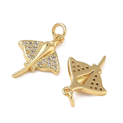 High Polished Ocean Brass Micro Pave Clear Cubic Zirconia Pendants CU-CBAF3CF-02O-01-1