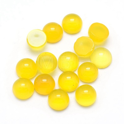 Natural Yellow Agate Cabochons X-G-P393-R06-8MM-1