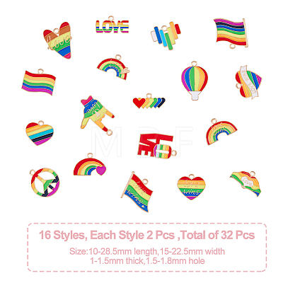 72Pcs 18 Styles Rainbow Color Alloy Enamel Pendants ENAM-DC0001-26-1