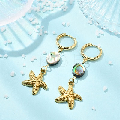 Ocean 304 Stainless Steel and Paua Shell Dangle Earrings EJEW-JE07109-02-1