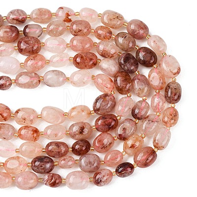 Natural Hematoid Quartz/Ferruginous Quartz Beads Strands G-G453-D12-01-1