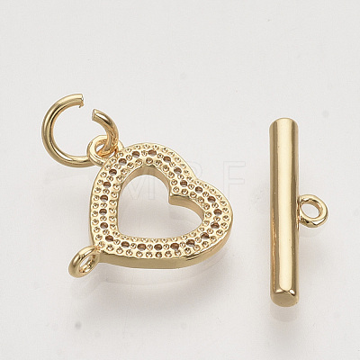 Brass Micro Pave Clear Cubic Zirconia Toggle Clasps X-KK-T054-13G-NF-1