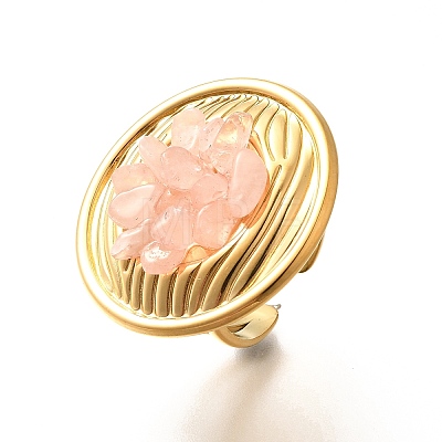 Natural Rose Quartz Chip Finger Rings for Women RJEW-R012-06G-02-1