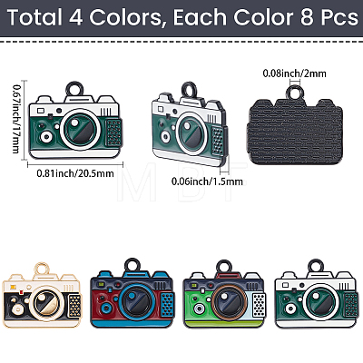 32Pcs 4 Colors Alloy Enamel Pendants ENAM-SC0008-20-1